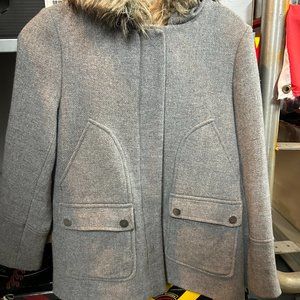 Zara Faux Fur Hooded Girl’s Peacoat - Wool Blend - Size 13/14